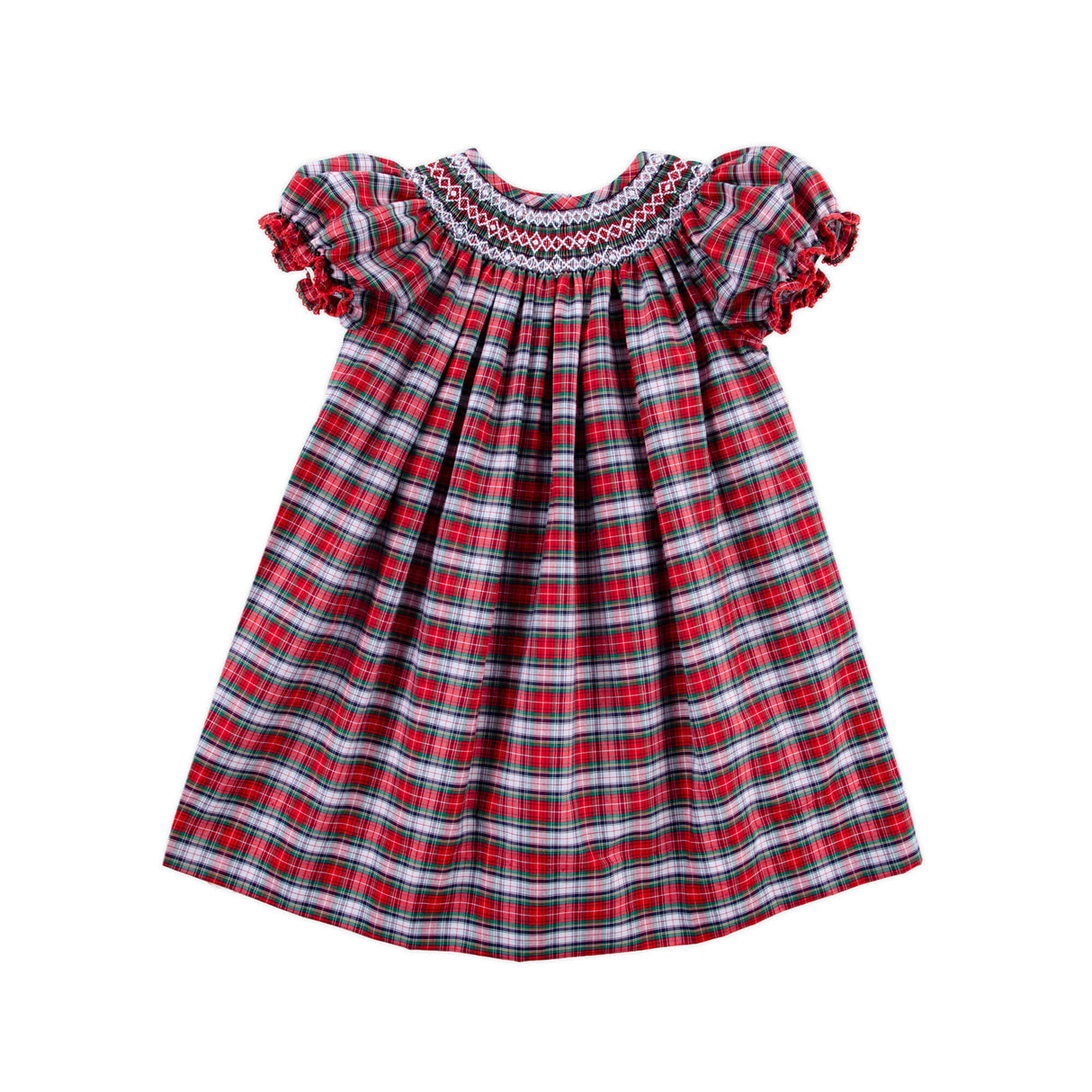 Seattle Red Plaid Smocked Bishop Dress