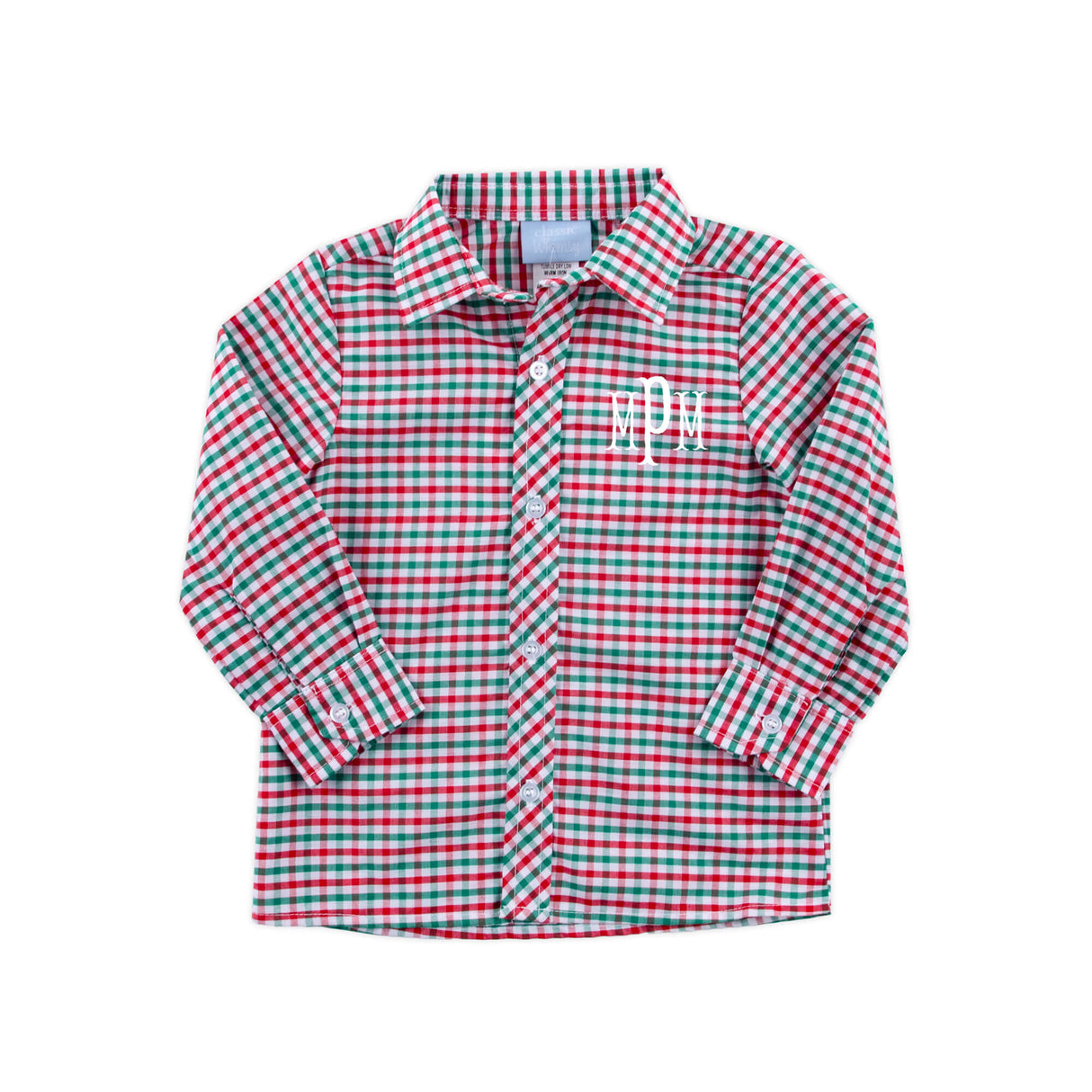 Christmas Card Gingham Button Down Shirt