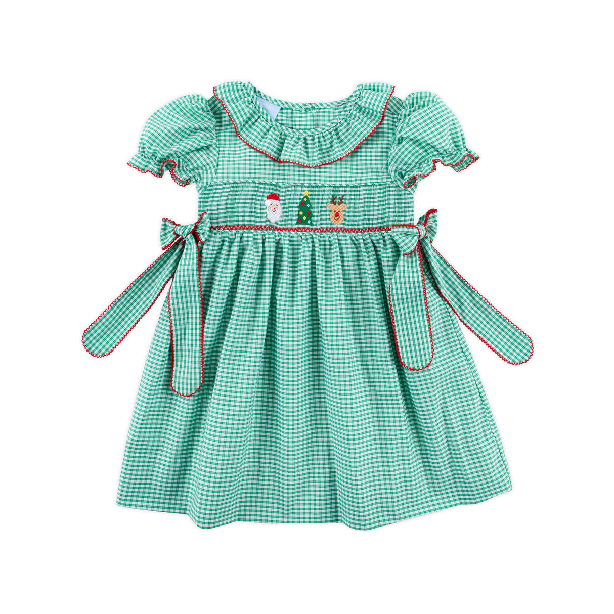 Jolly Christmas Smocked Green Windowpane Beverly Dress