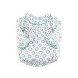 Holiday Wreath White Print Ruffle Collared Bubble