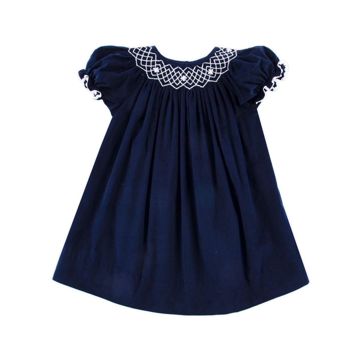 Navy Corduroy Smocked Bishop Dress
