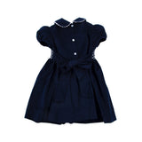 Navy Corduroy Smocked Collared Dress
