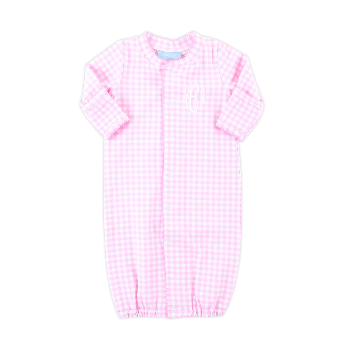 Pink Gingham Layette Gown