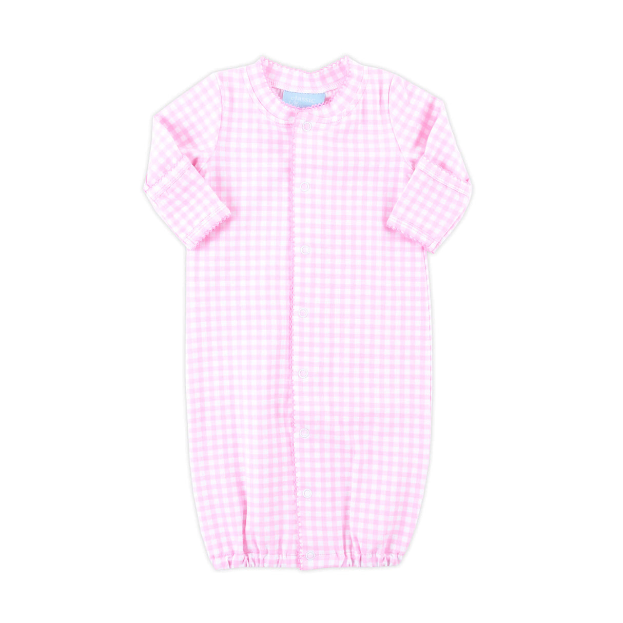 Pink Gingham Layette Gown