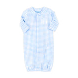 Light Blue Gingham Layette Gown