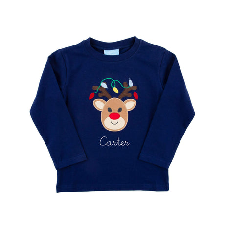 Reindeer Lights Navy Long Sleeve Shirt