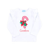 Candy Cane White Long Sleeve Top