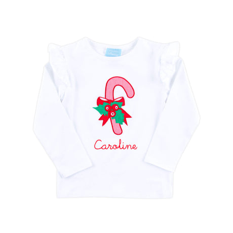 Candy Cane White Long Sleeve Top
