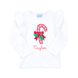 Candy Cane White Long Sleeve Top