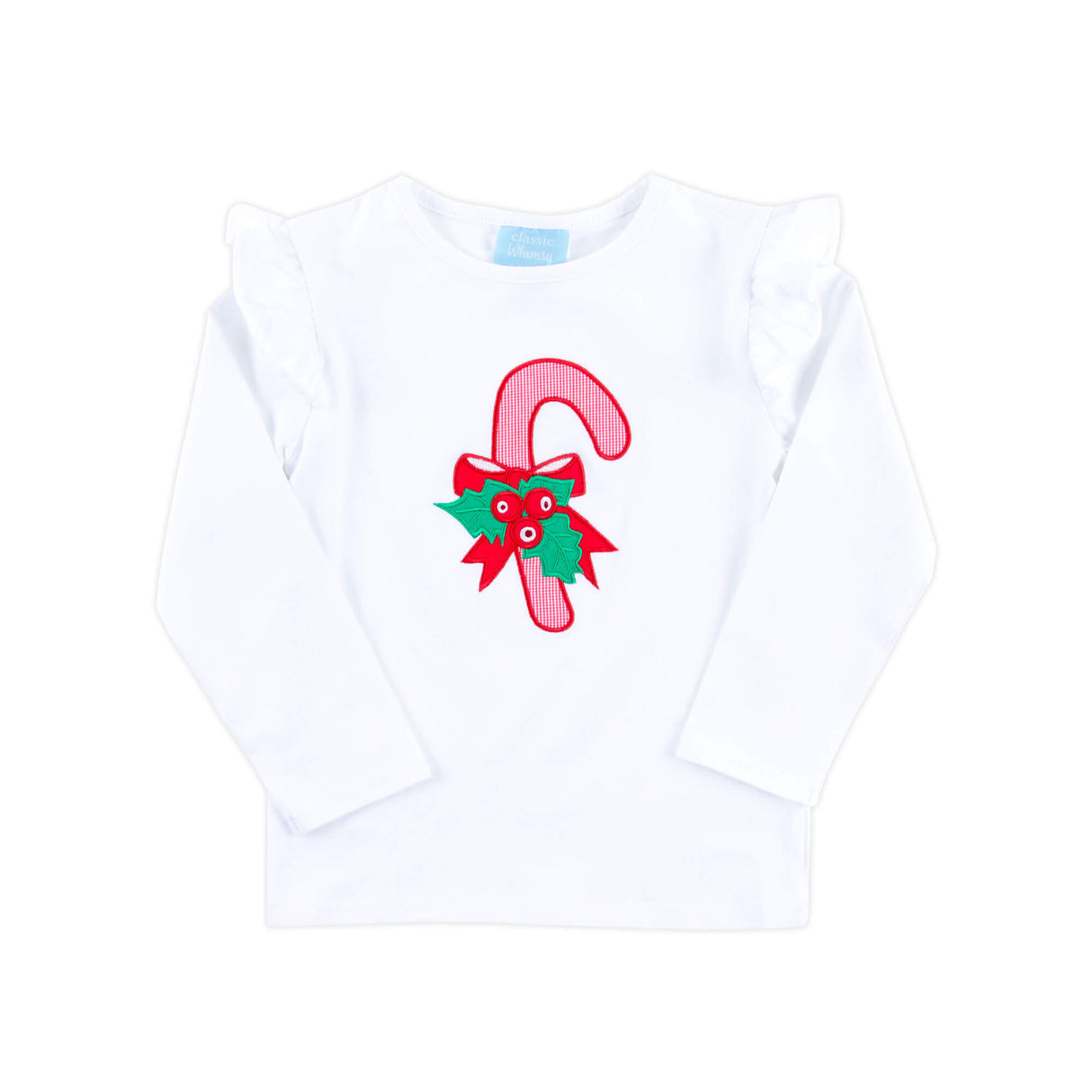 Candy Cane White Long Sleeve Top