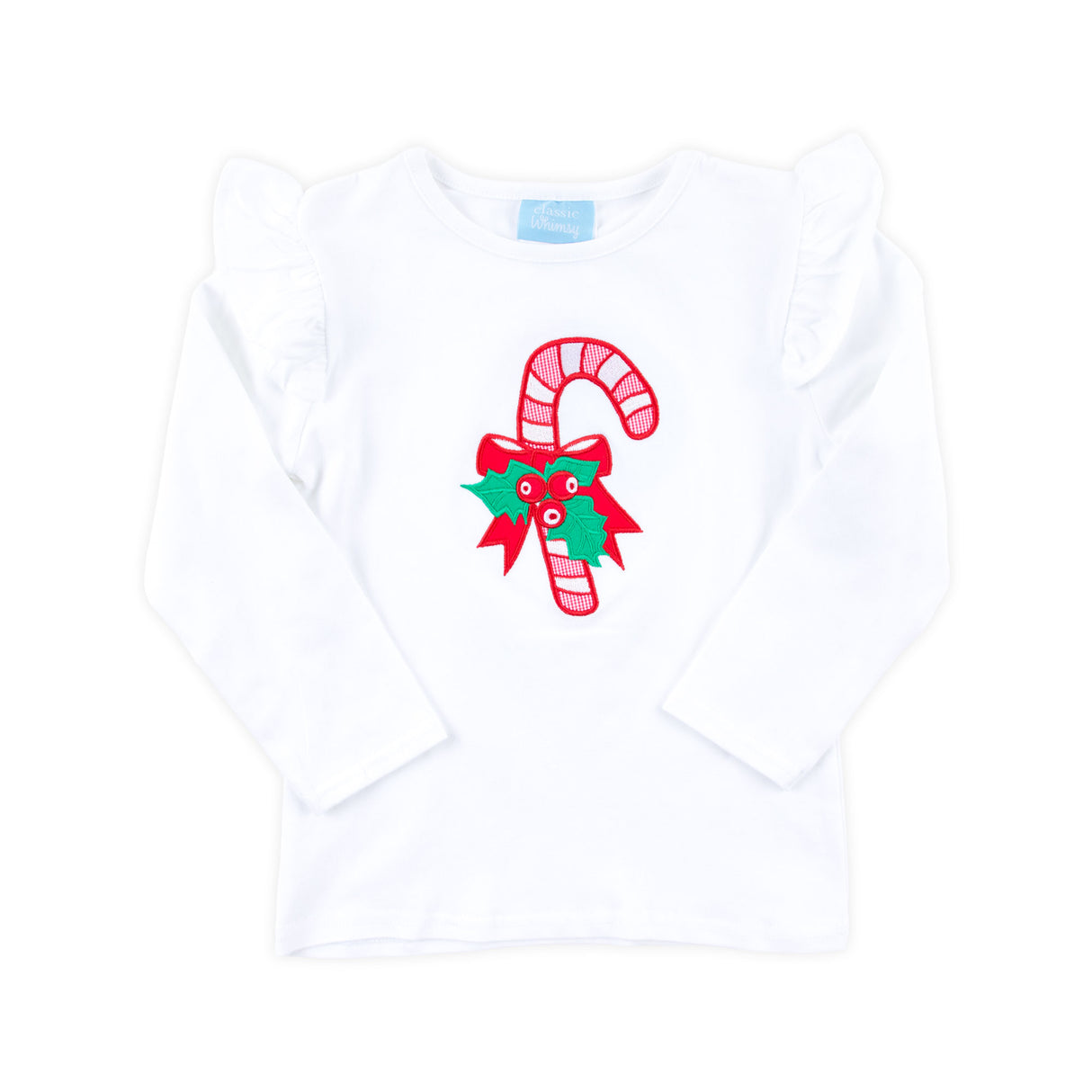 Candy Cane White Long Sleeve Top