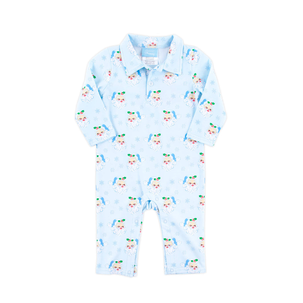 Vintage Santa Blue Polo Romper