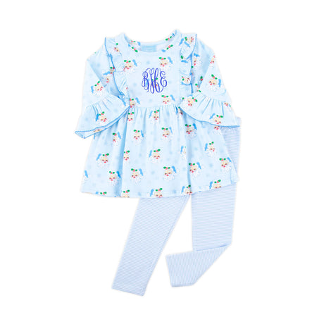Vintage Santa Blue Olivia Legging Set