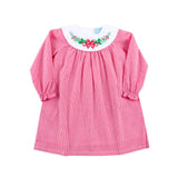 Holly Embroidered Red Gingham Yoke Dress