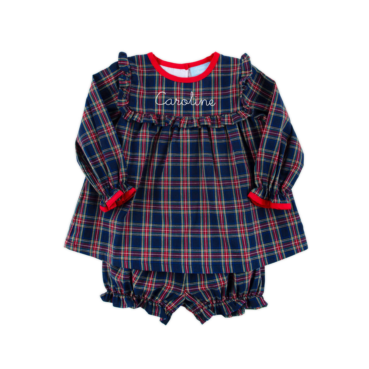 Dunbar Plaid Royal Hattie Bloomer Set