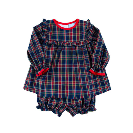 Dunbar Plaid Royal Hattie Bloomer Set