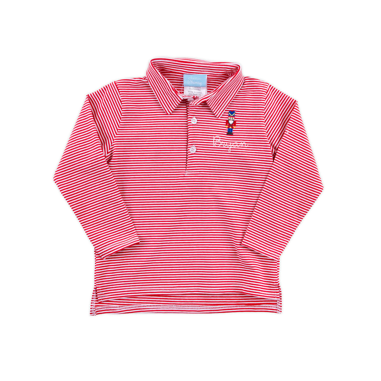 Nutcracker Red Stripe Long Sleeve Polo