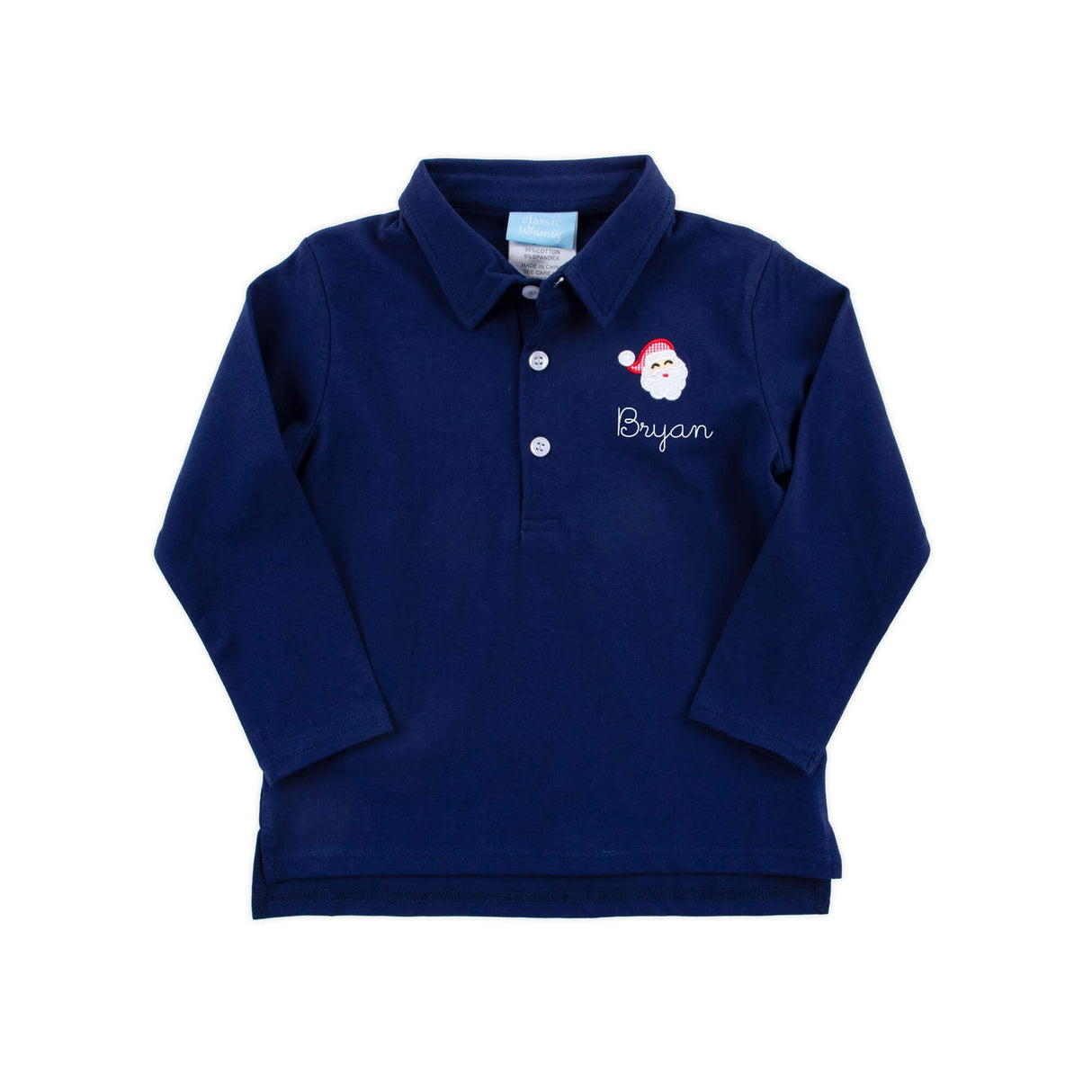 Happy Santa Navy Long Sleeve Polo