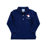 Happy Santa Navy Long Sleeve Polo