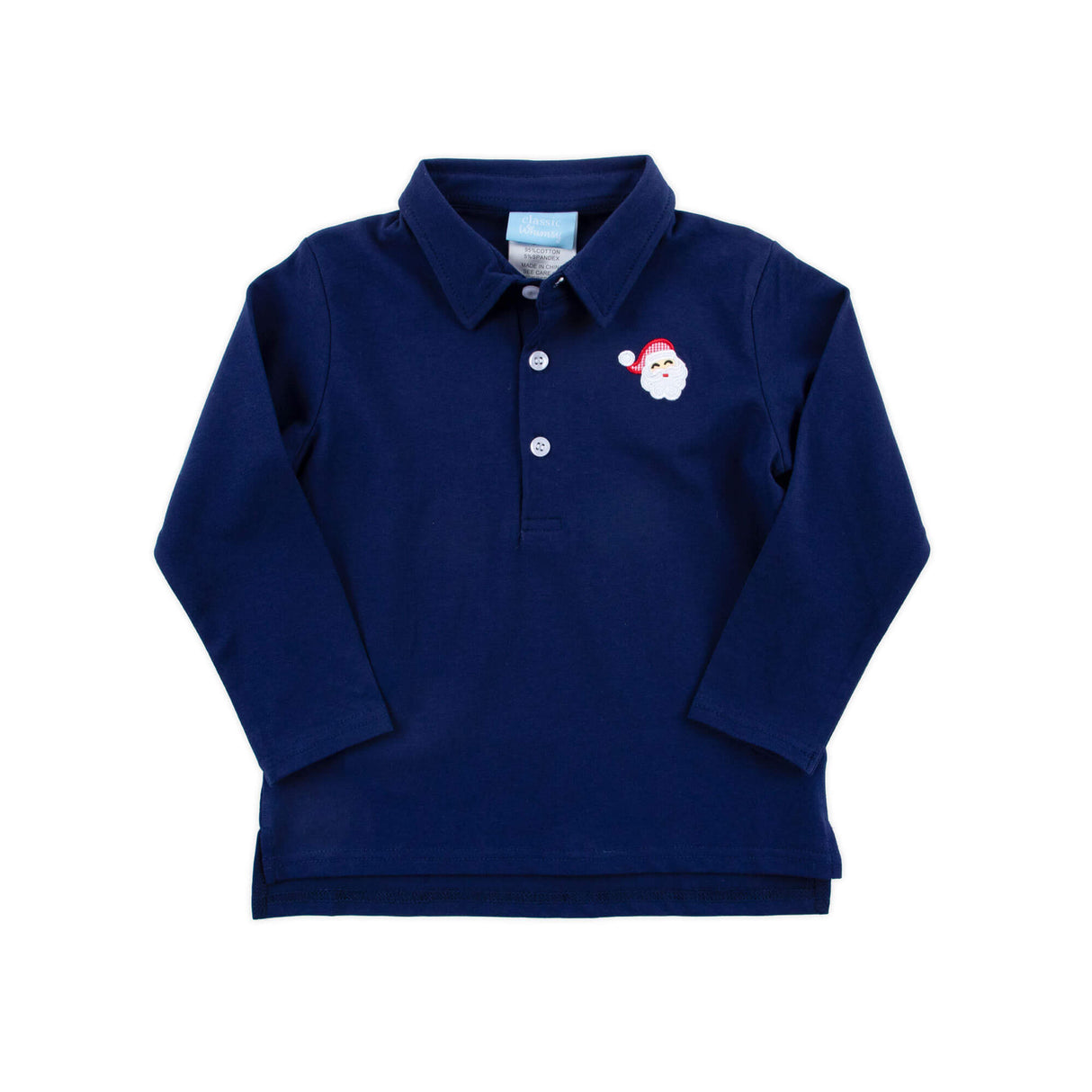 Happy Santa Navy Long Sleeve Polo