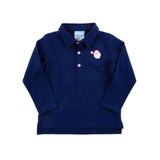 Happy Santa Navy Long Sleeve Polo