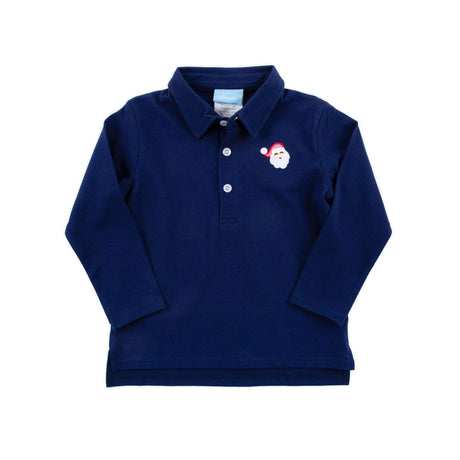 Happy Santa Navy Long Sleeve Polo