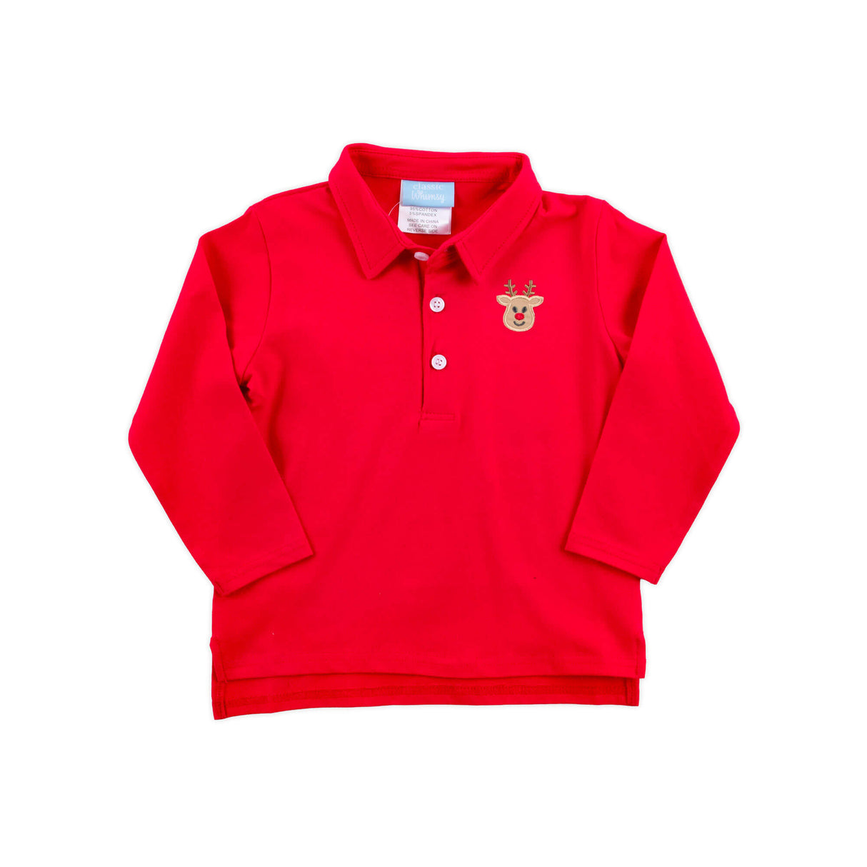 Reindeer Red Long Sleeve Polo