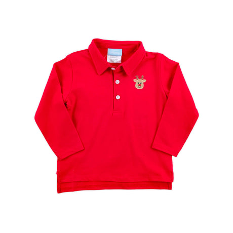 Reindeer Red Long Sleeve Polo