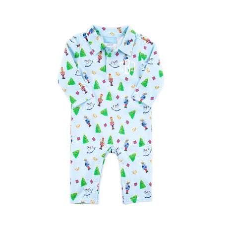 Nutcracker Blue Print Polo Romper