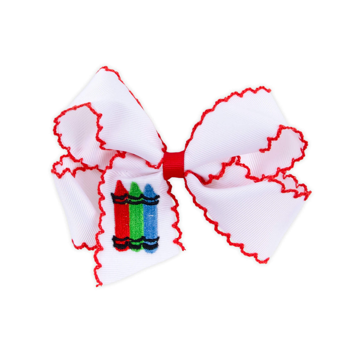 Crayon Embroidered Moonstitch Hair Bow