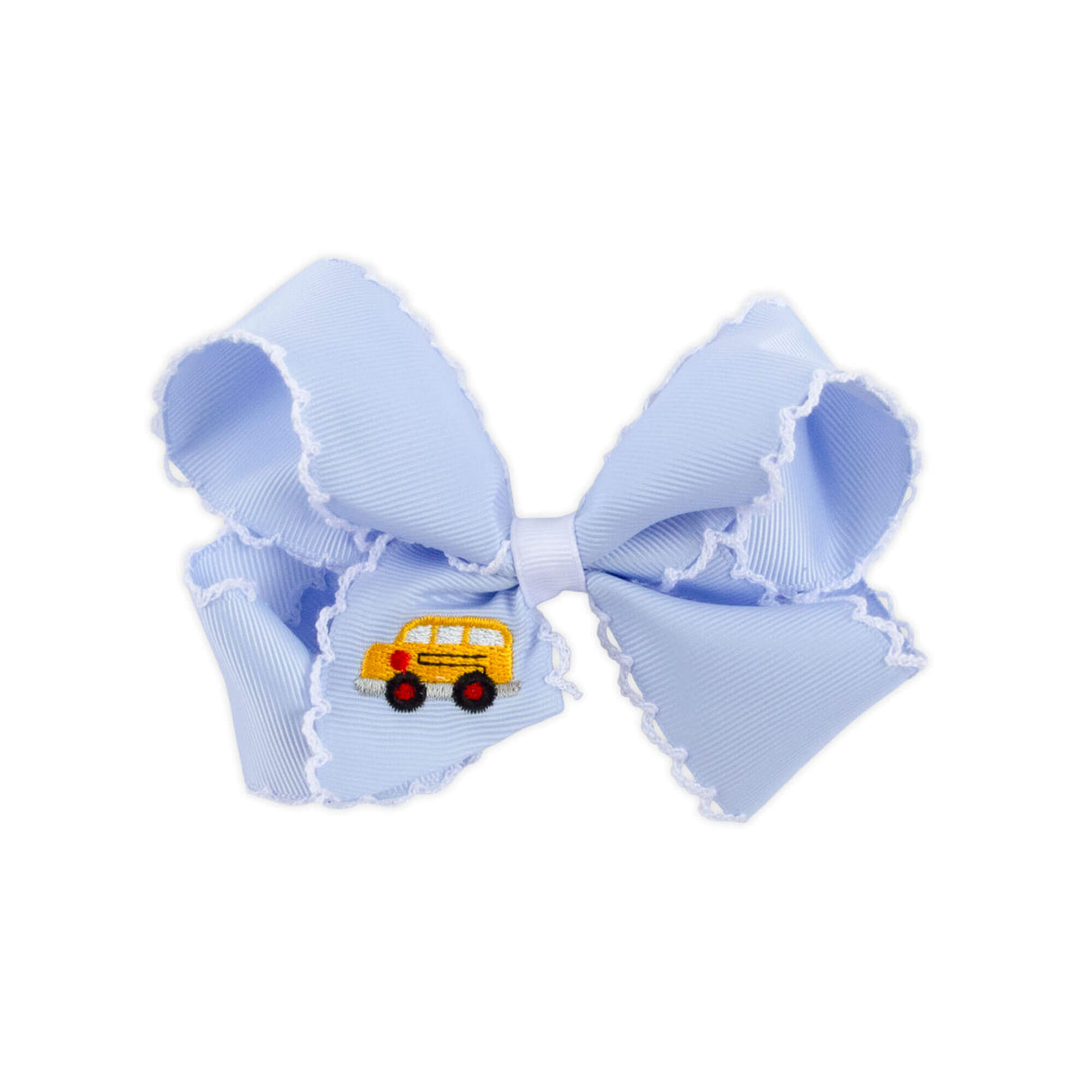 Bus Embroidered Moonstitch Hair Bow