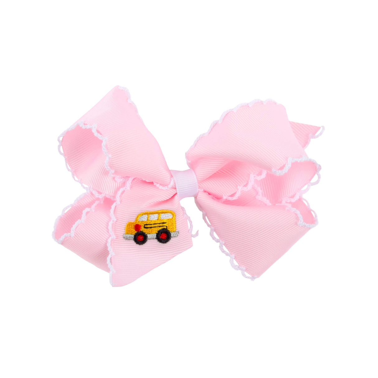 Bus Embroidered Moonstitch Hair Bow