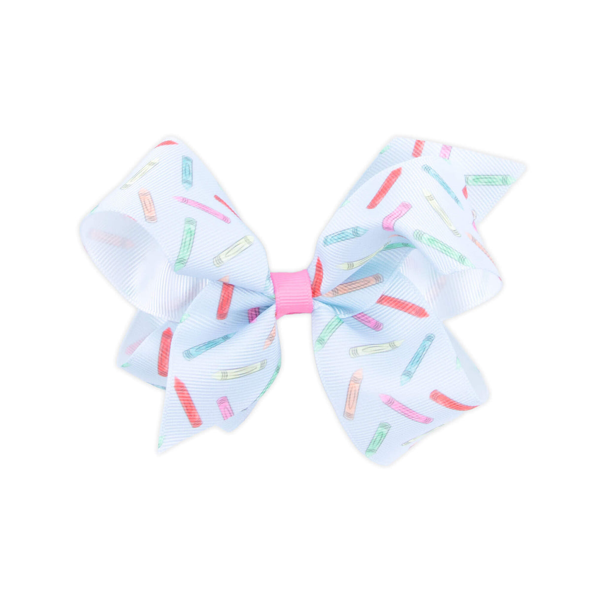 Colorful Crayon Print Grosgrain Hair Bow