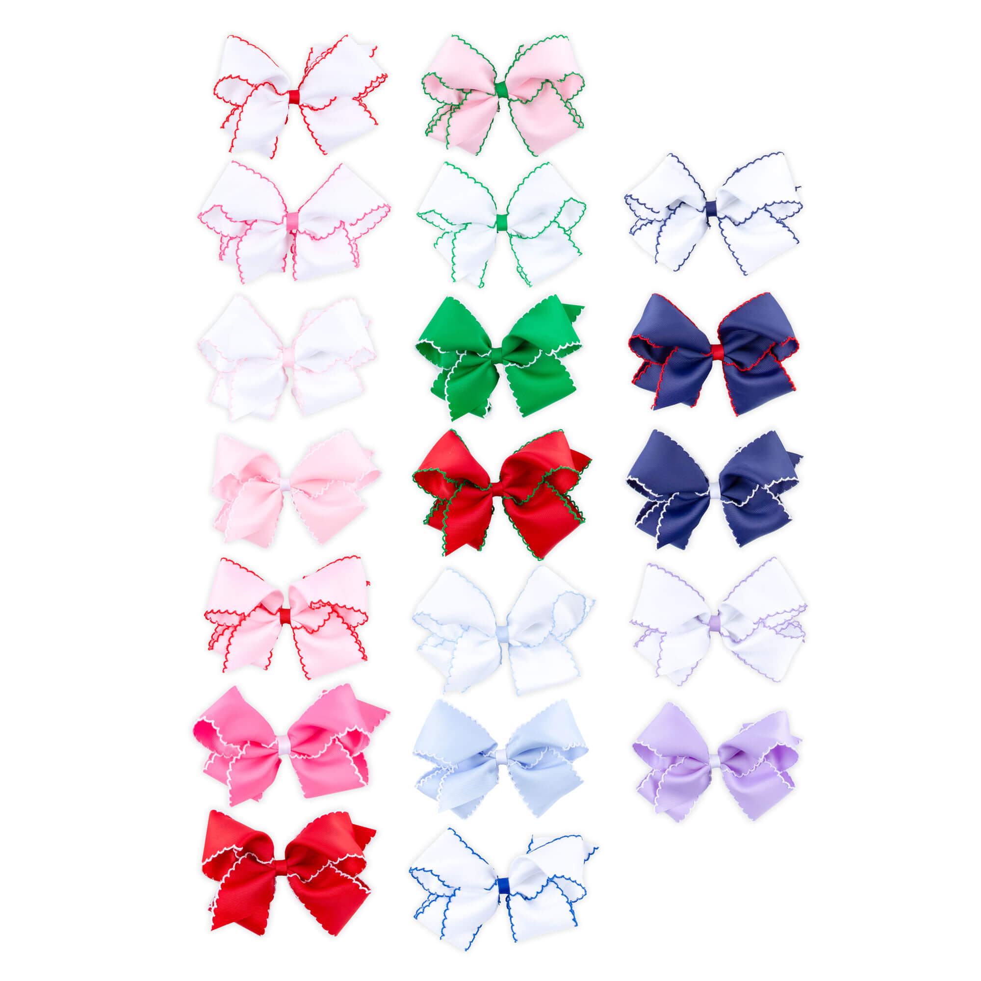 Solid Moonstitch Hair Bow Pink Hot Pink Red Blue Royal Purple