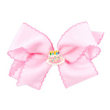 Birthday Cake Charm Moonstitch Hair Bow