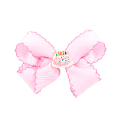 Birthday Cake Charm Moonstitch Hair Bow