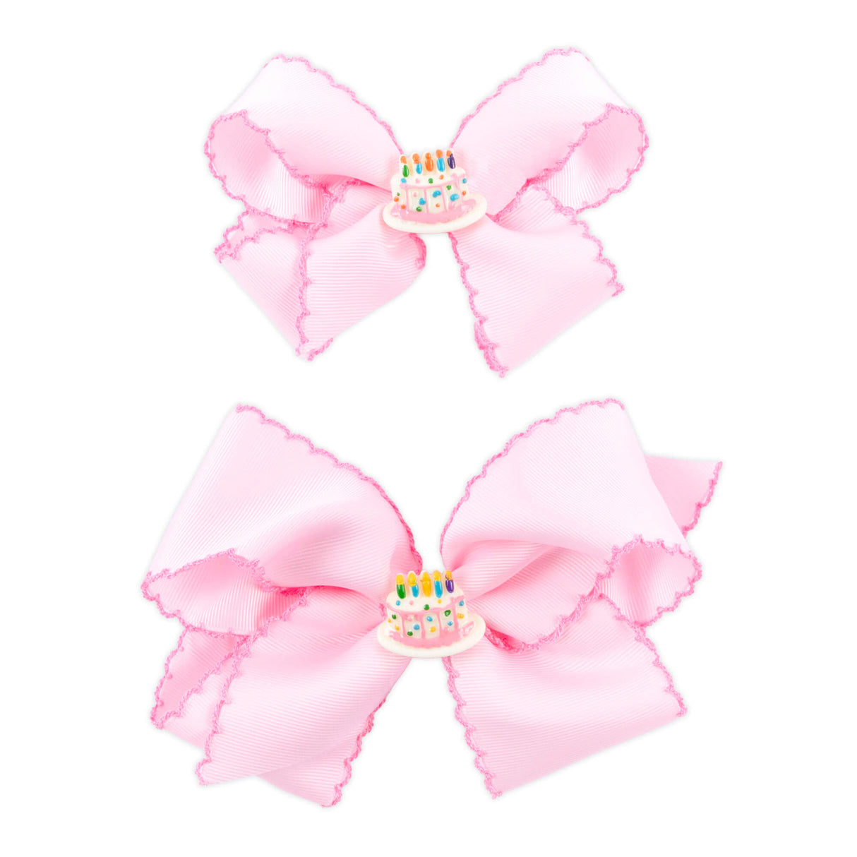 Birthday Cake Charm Moonstitch Hair Bow