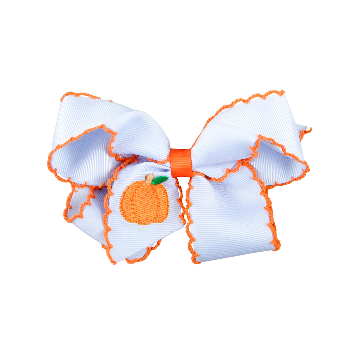 Pumpkin Embroidered Moonstitch Hair Bow