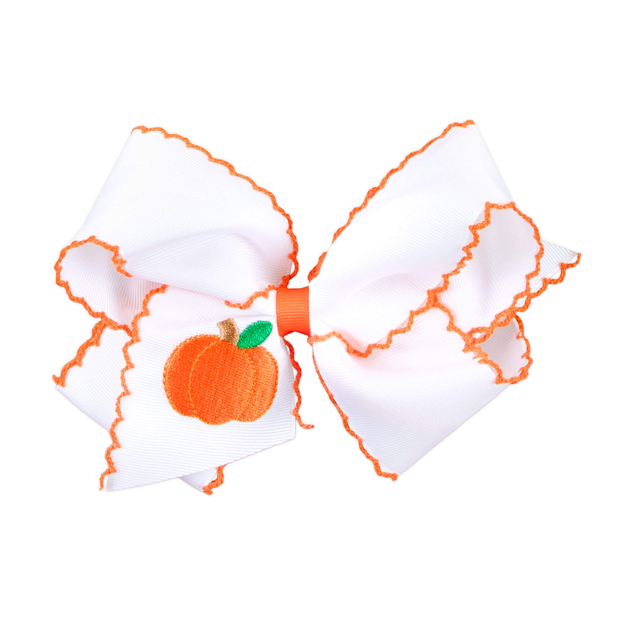 Pumpkin Embroidered Moonstitch Hair Bow