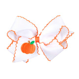 Pumpkin Embroidered Moonstitch Hair Bow
