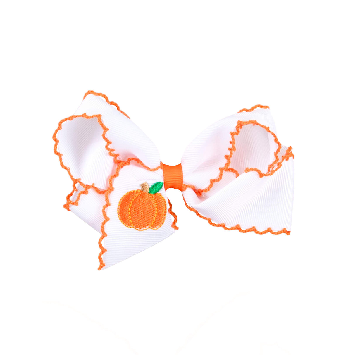 Pumpkin Embroidered Moonstitch Hair Bow