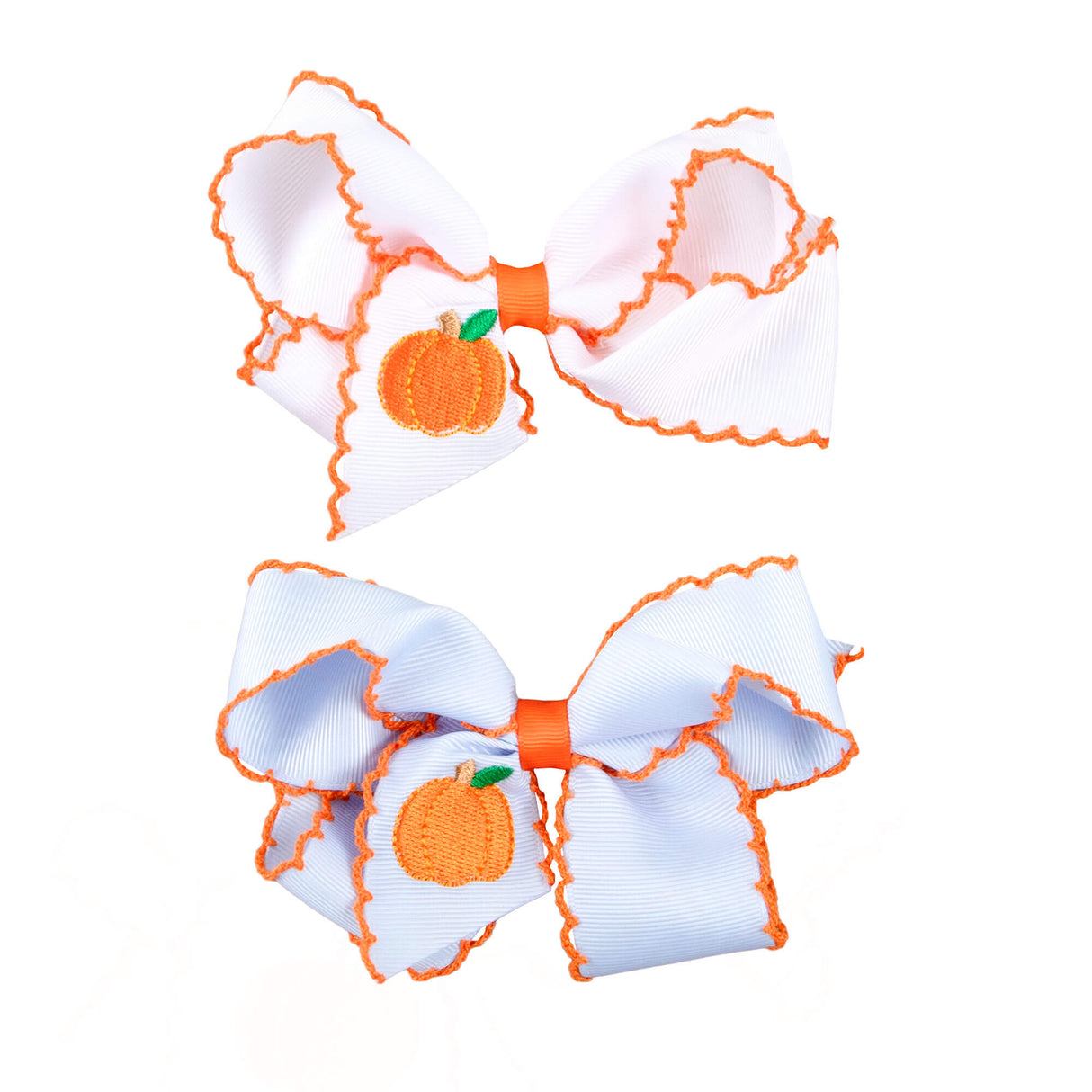 Pumpkin Embroidered Moonstitch Hair Bow