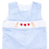 Puppy Heart Smocked Light Blue Gingham Longall
