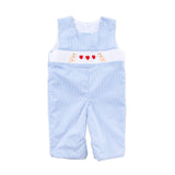 Puppy Heart Smocked Light Blue Gingham Longall