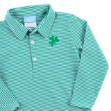 Shamrock Embroidered Green Stripe Polo