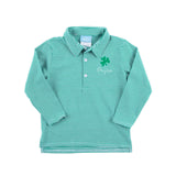 Shamrock Embroidered Green Stripe Polo