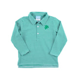 Shamrock Embroidered Green Stripe Polo