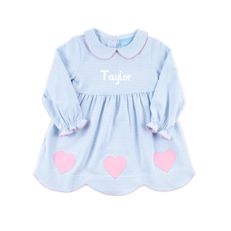 Adoring Hearts Light Blue Stripe Ruby Dress