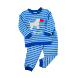 Puppy Love Blue Stripe Jogger Set
