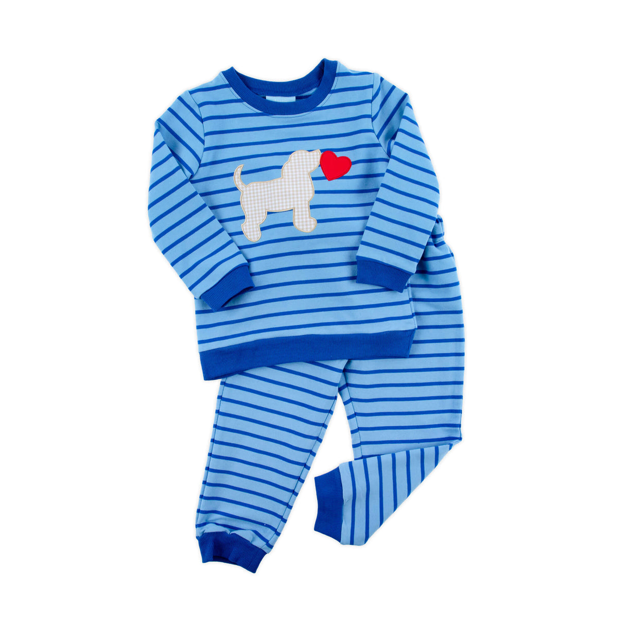 Puppy Love Blue Stripe Jogger Set